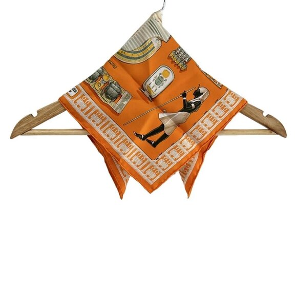 Auth HERMES Callet 40 - Orange Gray Yellow Multi Scarf - Picture 2 of 4